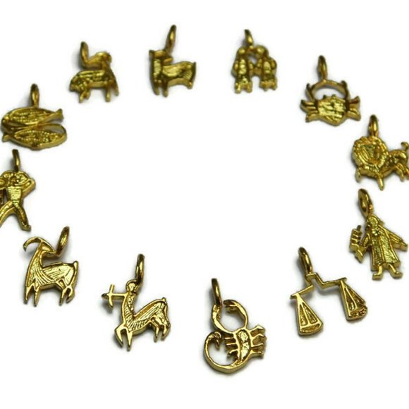 14k Yellow Gold Zodiac Capricorn charm pendant - Picture 5 of 5